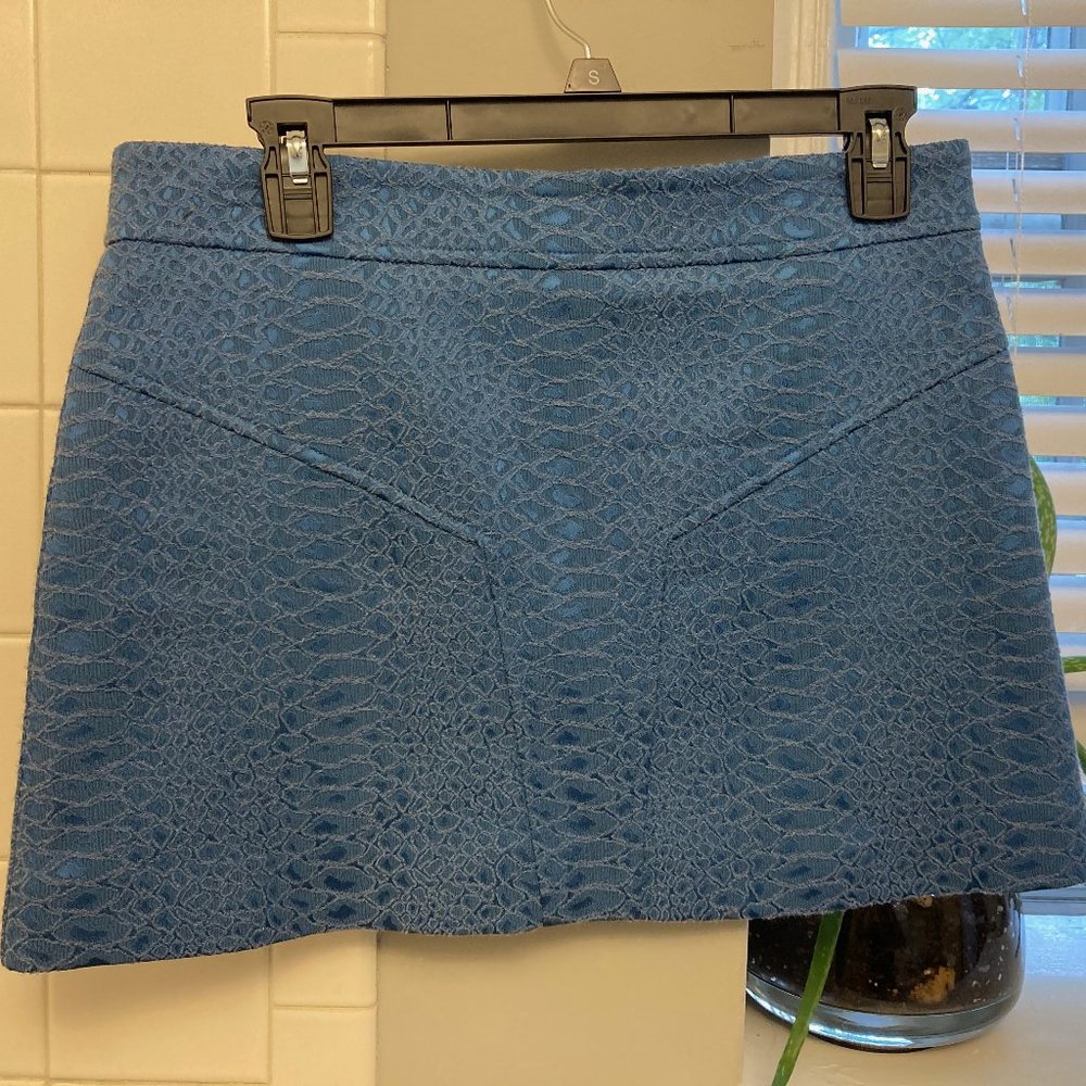Blue Textured Mini Skirt